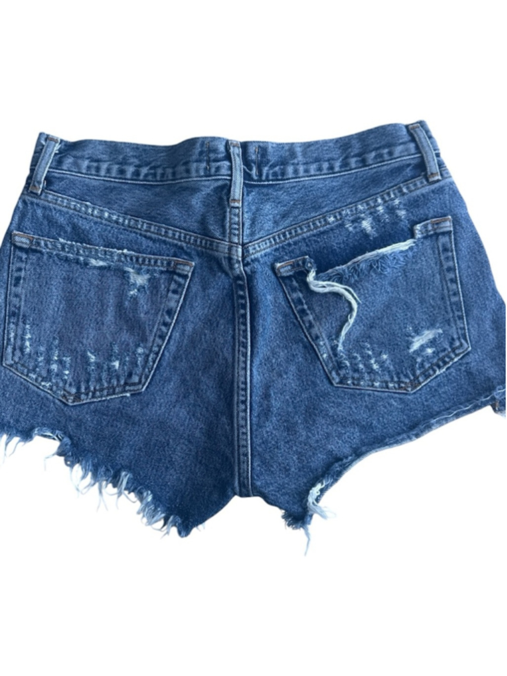AGOLDE Parker Vintage Cutoff Denim Shorts in Medium Wash Distressed| Size 27 - Picture 4 of 8